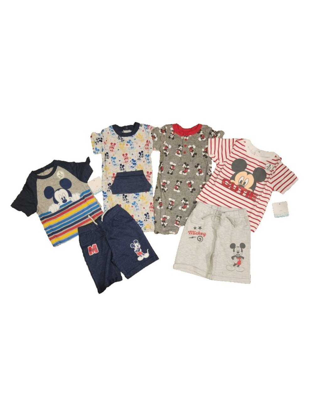 6 Piece Set Disney Baby Bodysuit, T-Shirt & Shorts Size 18 Months Mickey NEW